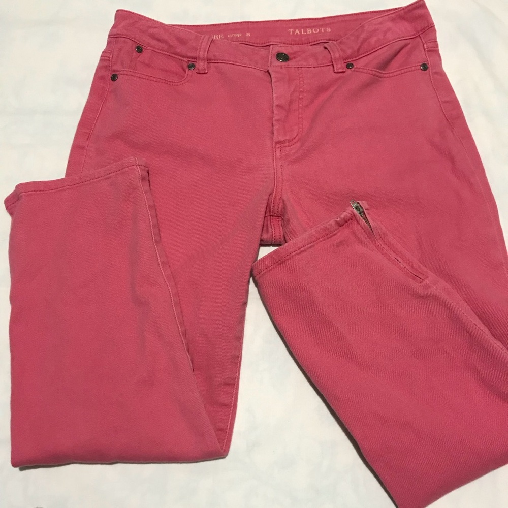 Pink Crop Cut Jeans Size 8 Talbots 9” rise Pants